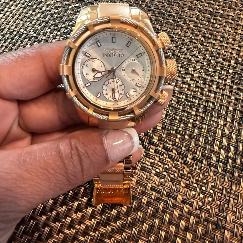 Invicta Rose Gold and Silver-Tone Chronograph Bracelet Watch